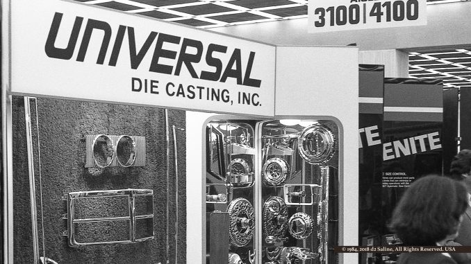 Universal Die Casting exhibit at Cobo Hall trade show 1984