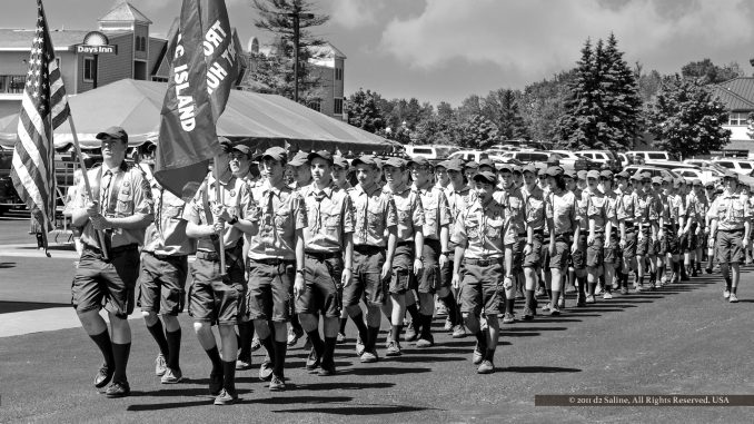 Boy Scout Troop 168 preparing for service on Mackinac Island