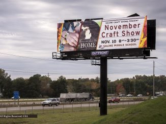 Billboard for 2018 Saline Craft Shows November event on westbound I-94