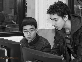 Albert Liu and Spencer Schneider, Business sub-team for Saline Singularity in FIRST Robotics Competition.