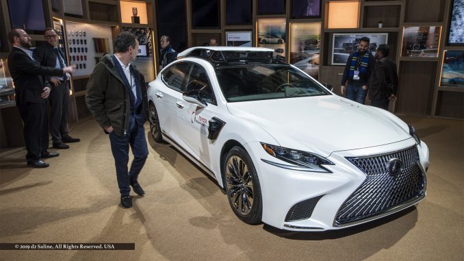 Lexus 500h with fourth-generation automated driving platform on display during first day of media previews at 2019 North American International Auto Show