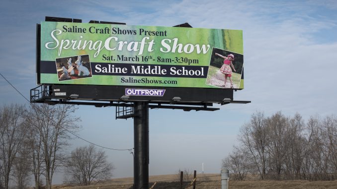 Saline "Spring Craft Show" billboard of westbound I-94
