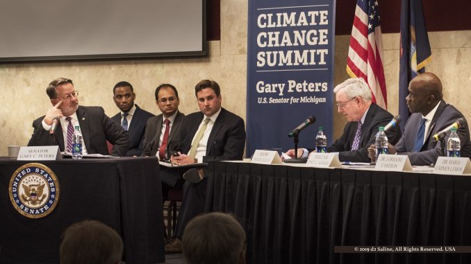 Senator Gary Peters and 2019 Earth Day climate change summit panel