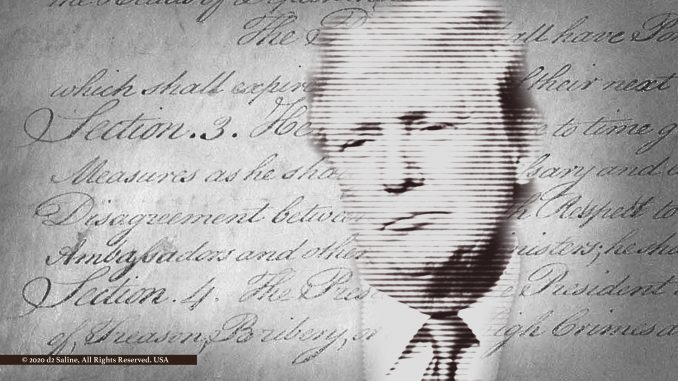 President Donald J Trump before the US Constitution